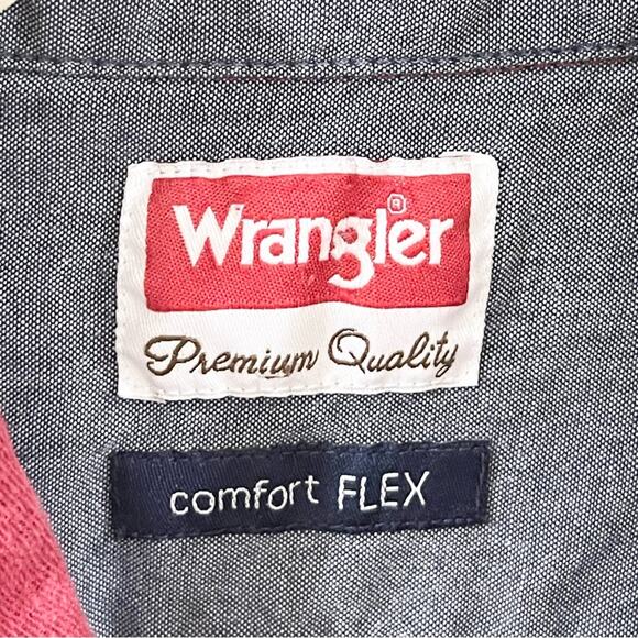 Wrangler comfort flex button front casual shirt men’s size 2XL burgundy - Picture 4 of 7